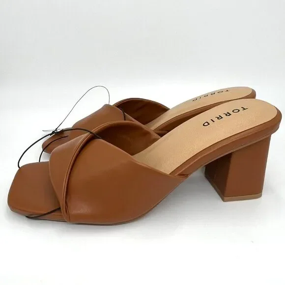 New Torrid Cognac Twist Front Heeled Mule - Size 8WW - Picture 7 of 11